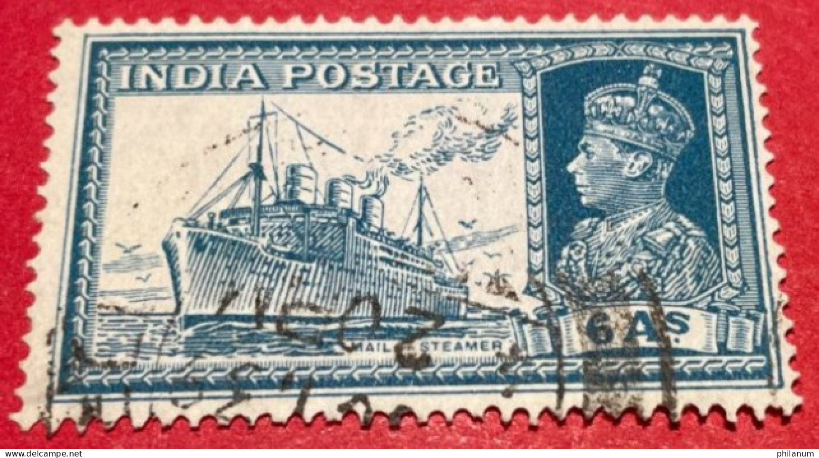 1937 INDIA POSTAGE - RE GIORGIO VI° - NAVE DI LINEA STRATHNAVER - 1936-47 Koning George VI