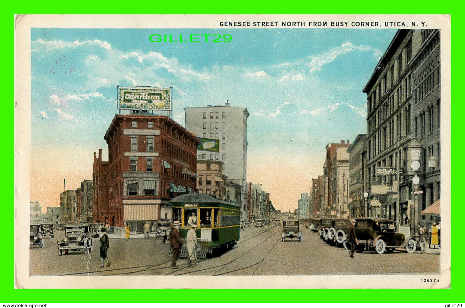 UTICA, NY - GENESEE STREET NORTH FROM BUSY CORNER - ANIMATED OLD CARS - PUB. BY WM JUBB CO INC - - Utica