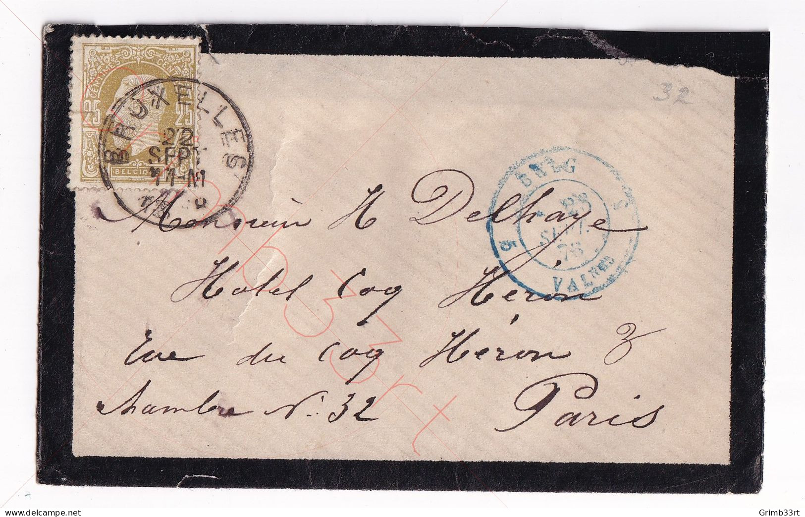 Belgique - Briefomslag Van Bruxelles Naar Paris - OBP 32 - 22 Septembre 1878 - 1869-1883 Leopold II