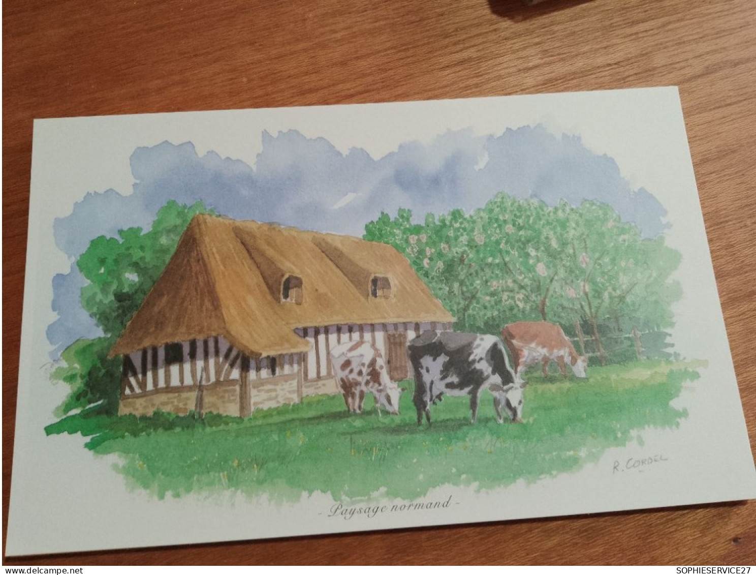 145 // Reproduction Aquarelle 28 X 17 CMS   / PAYSAGE NORMAND - Watercolours