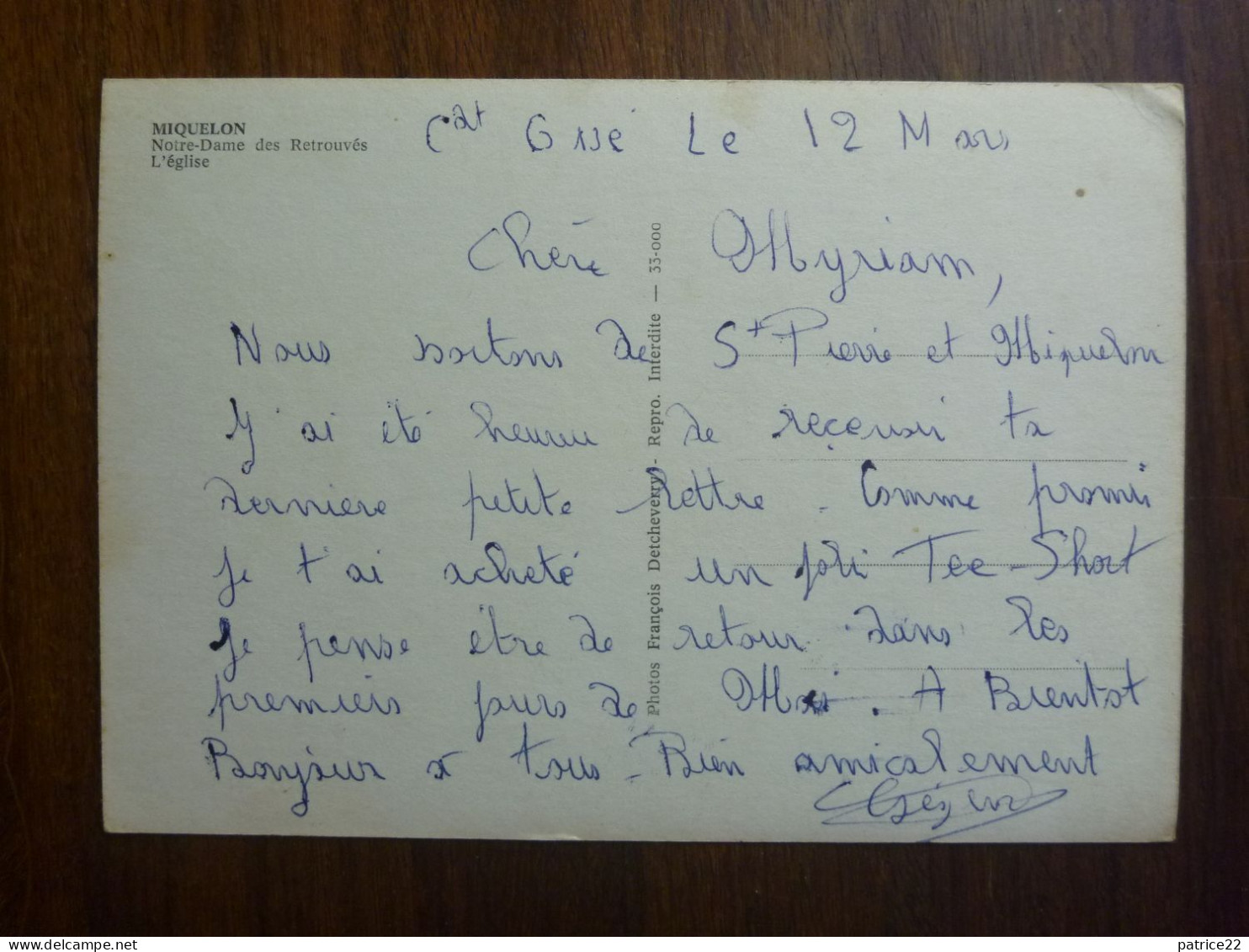 CPSM Inédite écrite SAINT PIERRE ET MIQUELON Notre Dame Des Retrouvés L'eglise SOUVENIR DE MIQUELON - TAAF : French Southern And Antarctic Lands