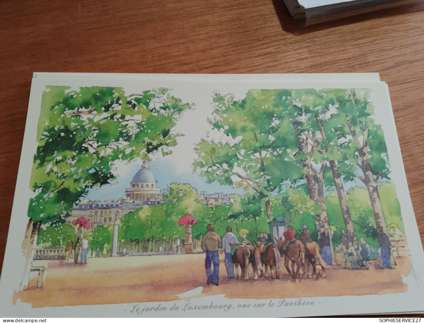 145 // Reproduction Aquarelle 28 X 17 CMS   / LE JARDIN DU LUXEMBOURG, VUE SUR LE PANTHEON - Aquarelles