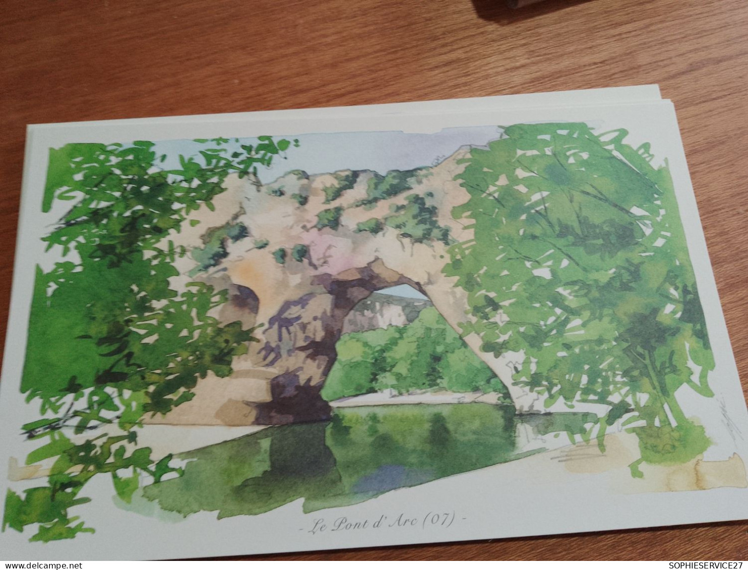 145 // Reproduction Aquarelle 28 X 17 CMS   / LE PONT D'ARC - Aquarelles