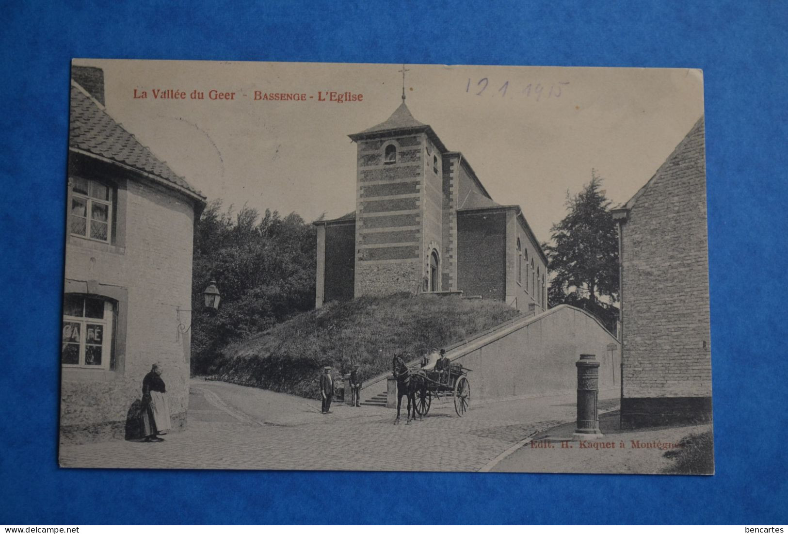 Bassenge 1915 Dans La Vallée Du Geer. L'église Très Animée Avec Attelage. Carte Feldpost - Bassenge