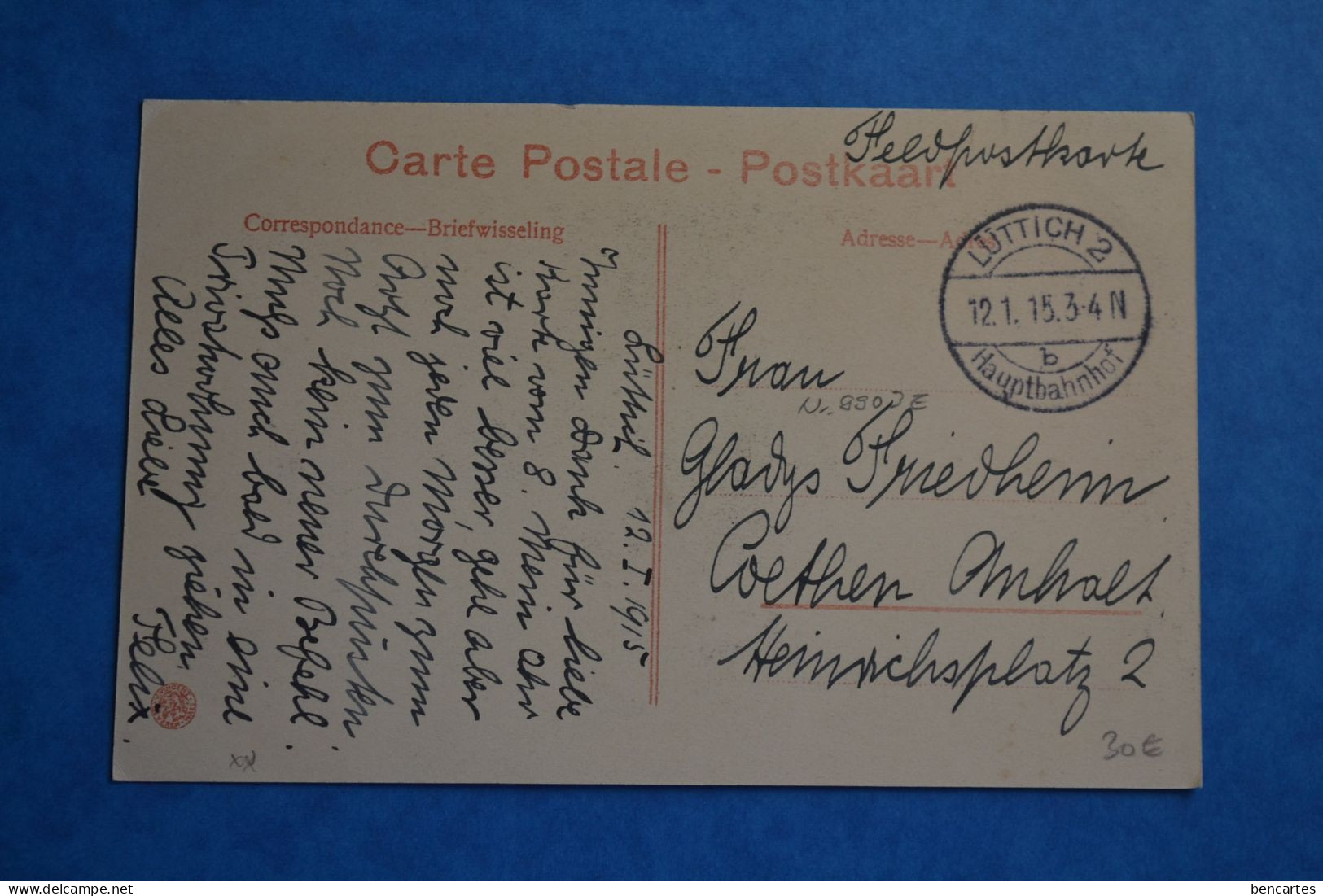 Bassenge 1915 Dans La Vallée Du Geer. L'église Très Animée Avec Attelage. Carte Feldpost - Bassenge