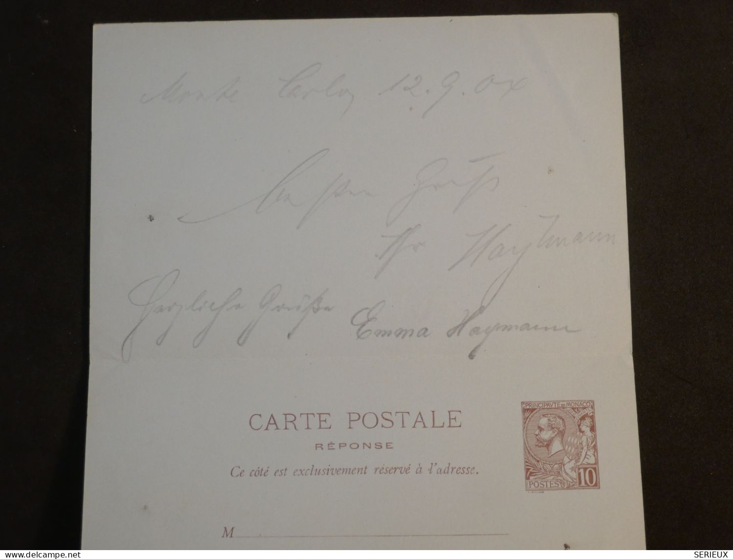 AL0 MONTE CARLO  BELLE CARTE DOUBLE   1904 A FRANKFORT  ALLEMAGNE   +AFF. PLAISANT++ + - Entiers Postaux