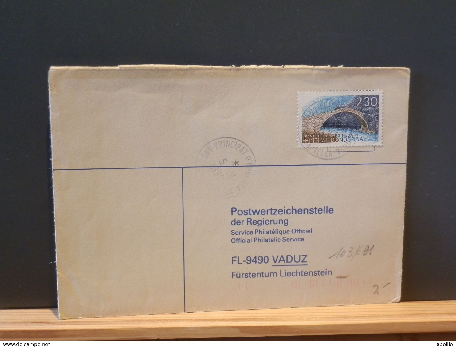 103/691  LETTRE ANDORRE POUR VADUZ - Storia Postale