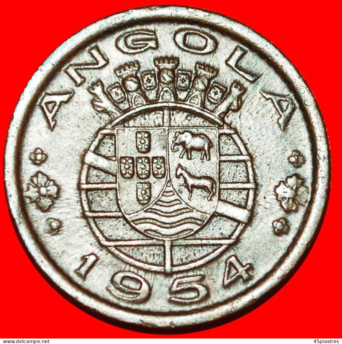 * ELEPHANT (1953-1961) PORTUGAL: ANGOLA  50 CENTAVOS 1954 ERROR! · LOW START ·  NO RESERVE! - Angola