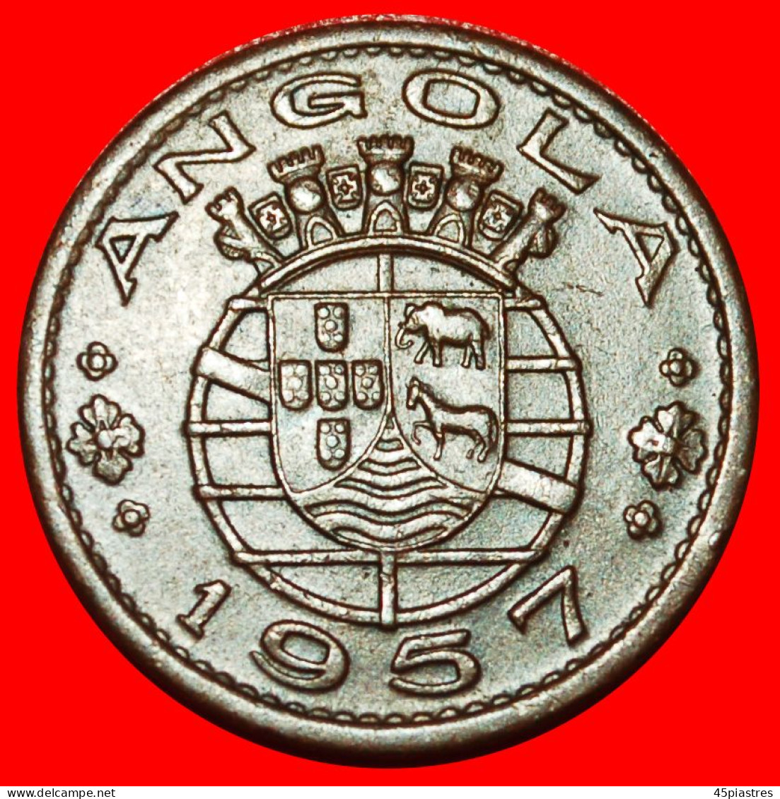 * ELEPHANT (1953-1961) PORTUGAL: ANGOLA  50 CENTAVOS 1957 ERROR! · LOW START ·  NO RESERVE! - Angola