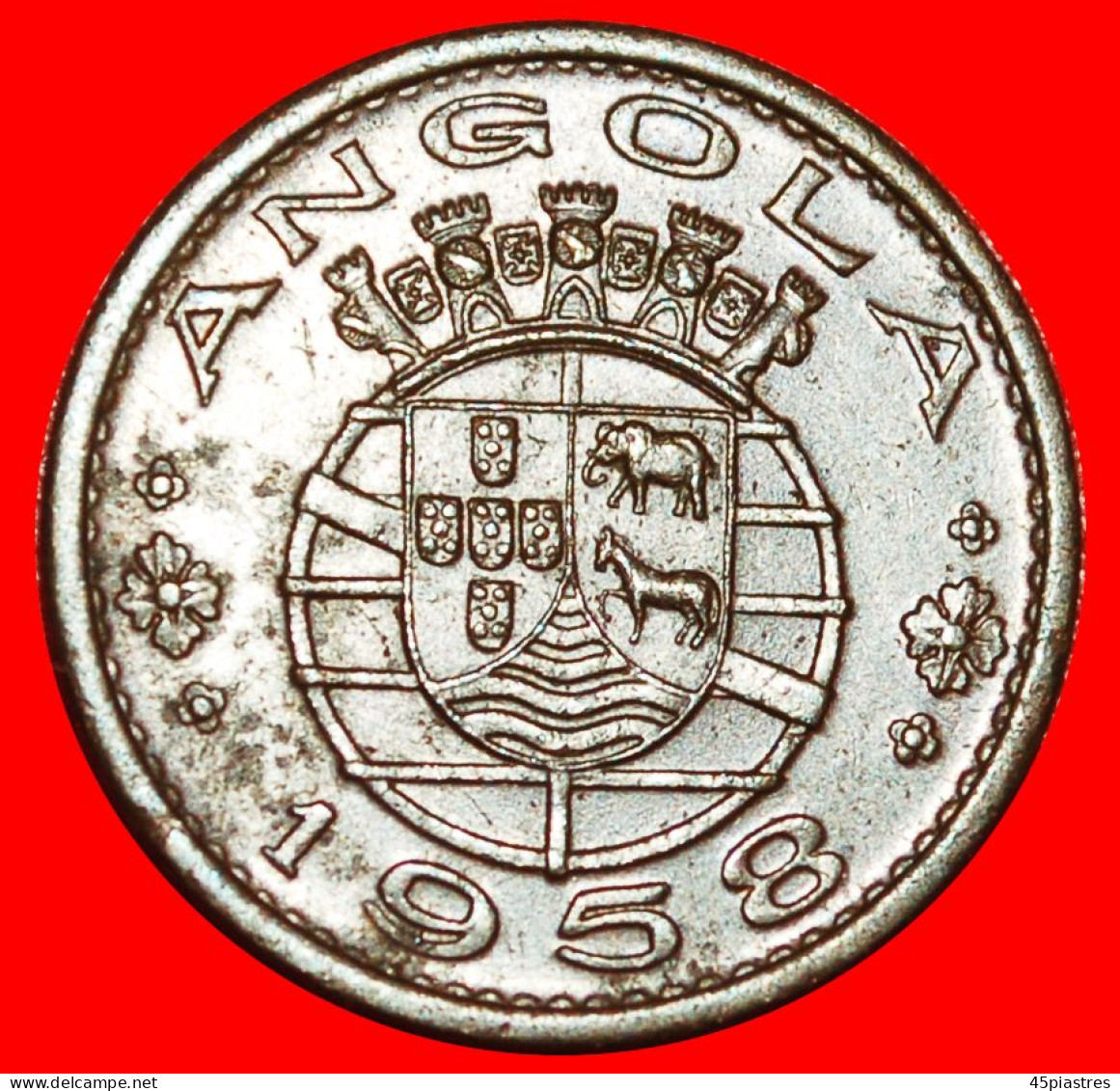 * ELEPHANT (1953-1961) PORTUGAL: ANGOLA  50 CENTAVOS 1958 ERROR! · LOW START ·  NO RESERVE! - Angola