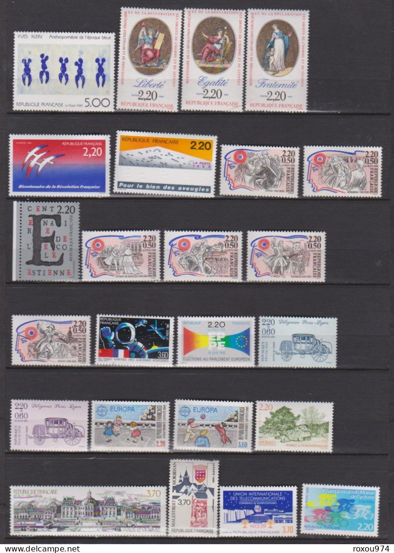 ANNEE COMPLETE  1989 TIMBRES NEUFS** +CARNETS+ FEUILLETS       7 SCAN - 1980-1989