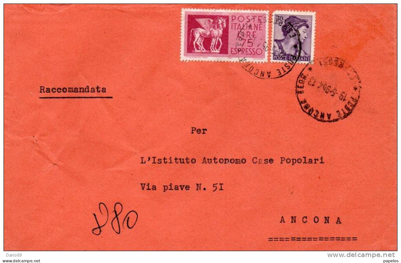 1964  LETTERA CON ANNULLO  ANCONA - Correo Urgente/neumático