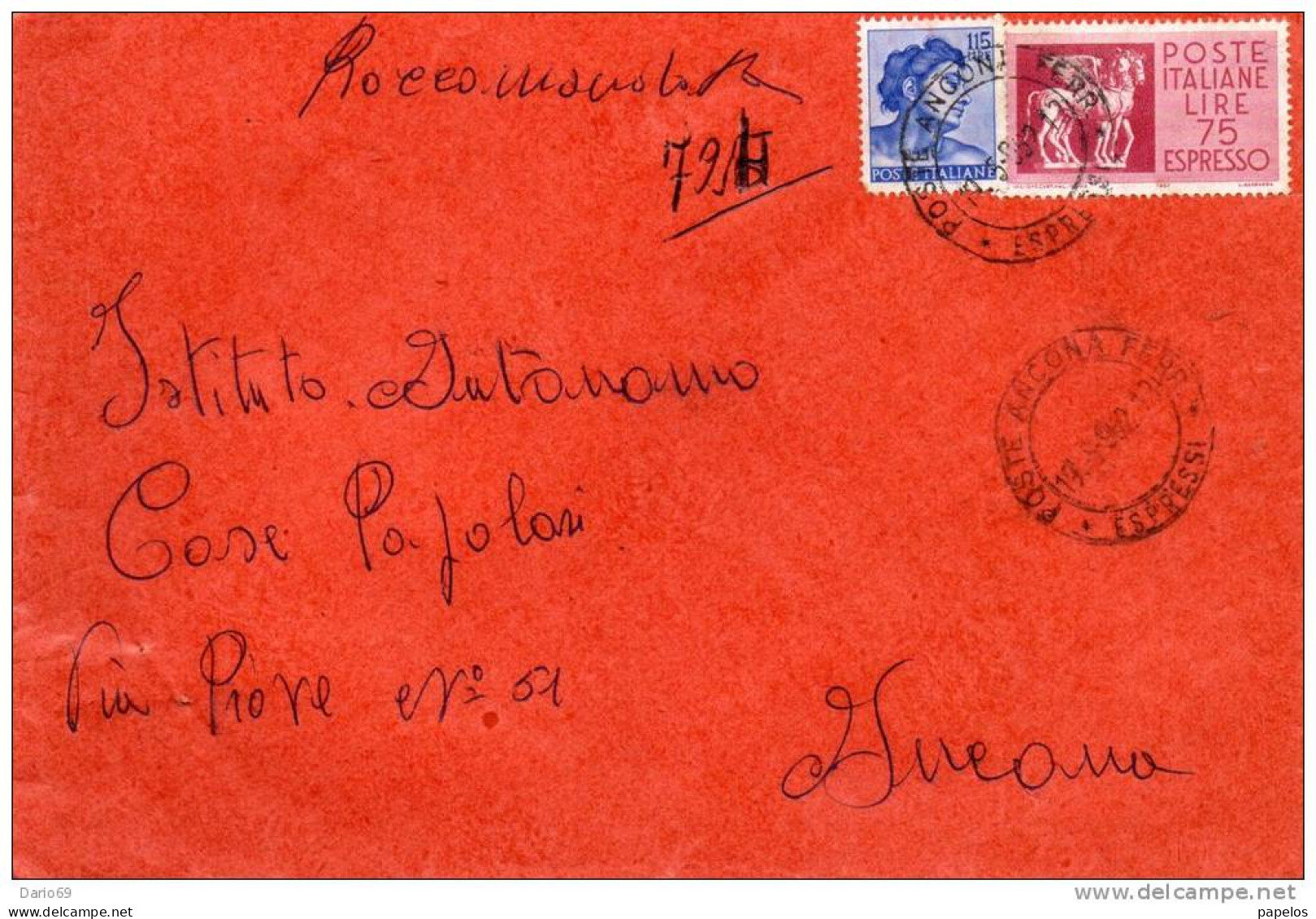 1962  LETTERA CON ANNULLO   ANCONA - Eilpost/Rohrpost