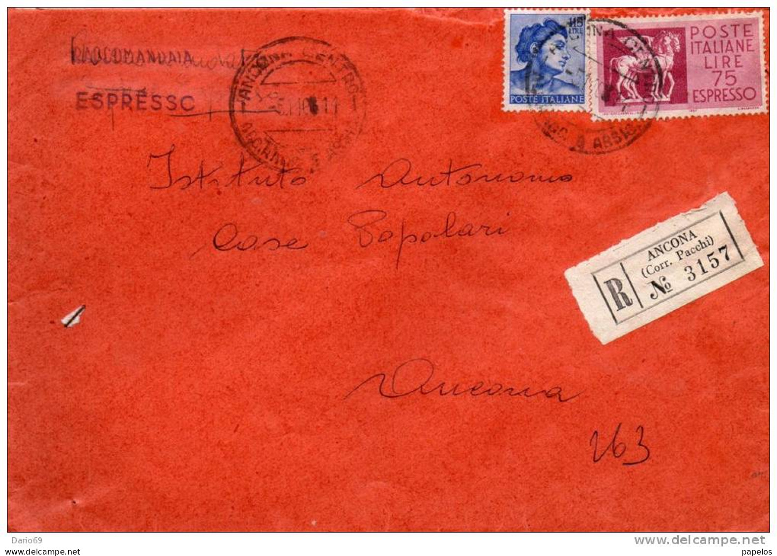 1964  LETTERA CON ANNULLO   ANCONA - Poste Exprèsse/pneumatique