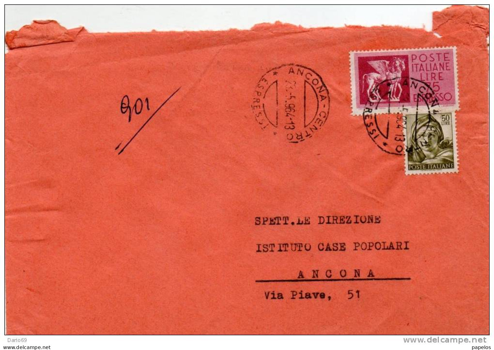 1964  LETTERA CON ANNULLO   ANCONA - Express/pneumatic Mail