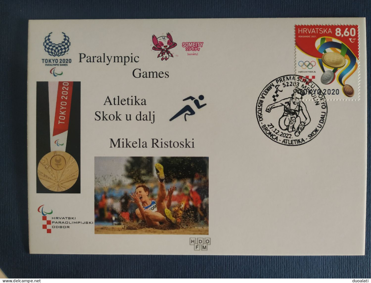 Croatia 2022 Paralympic Games Tokyo 2020 Mikela Ristoski Long Jump Athletics Bronze Medal Stationery & Postmark - Eté 2020 : Tokyo