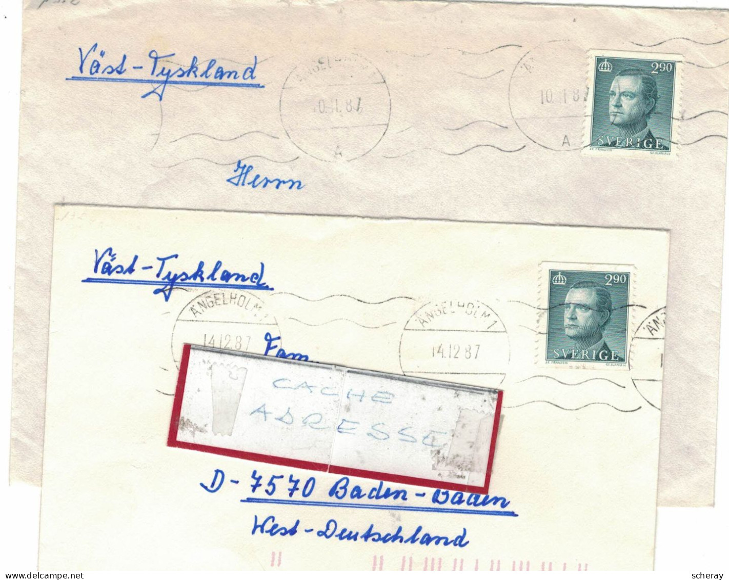 2 LETTRES  ANGELHOLM POUR BADEN BADEN GERMANY ( Lot 285 ) - Other & Unclassified