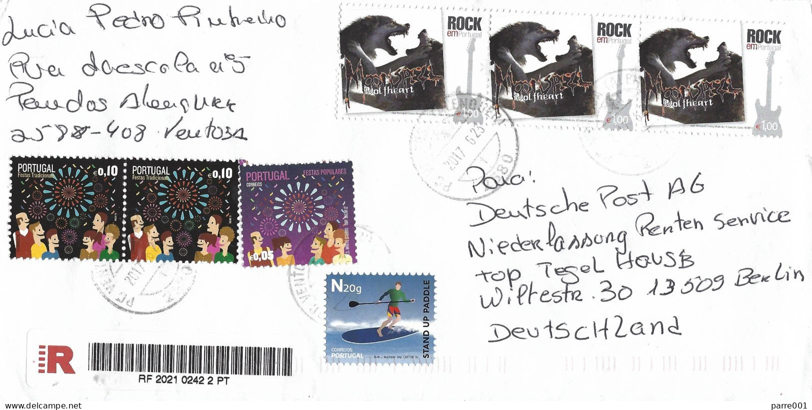 Portugal 2017 Alenouerk Rock Music Wolfheart Fireworks Surfing Paddle Registered Cover - Storia Postale