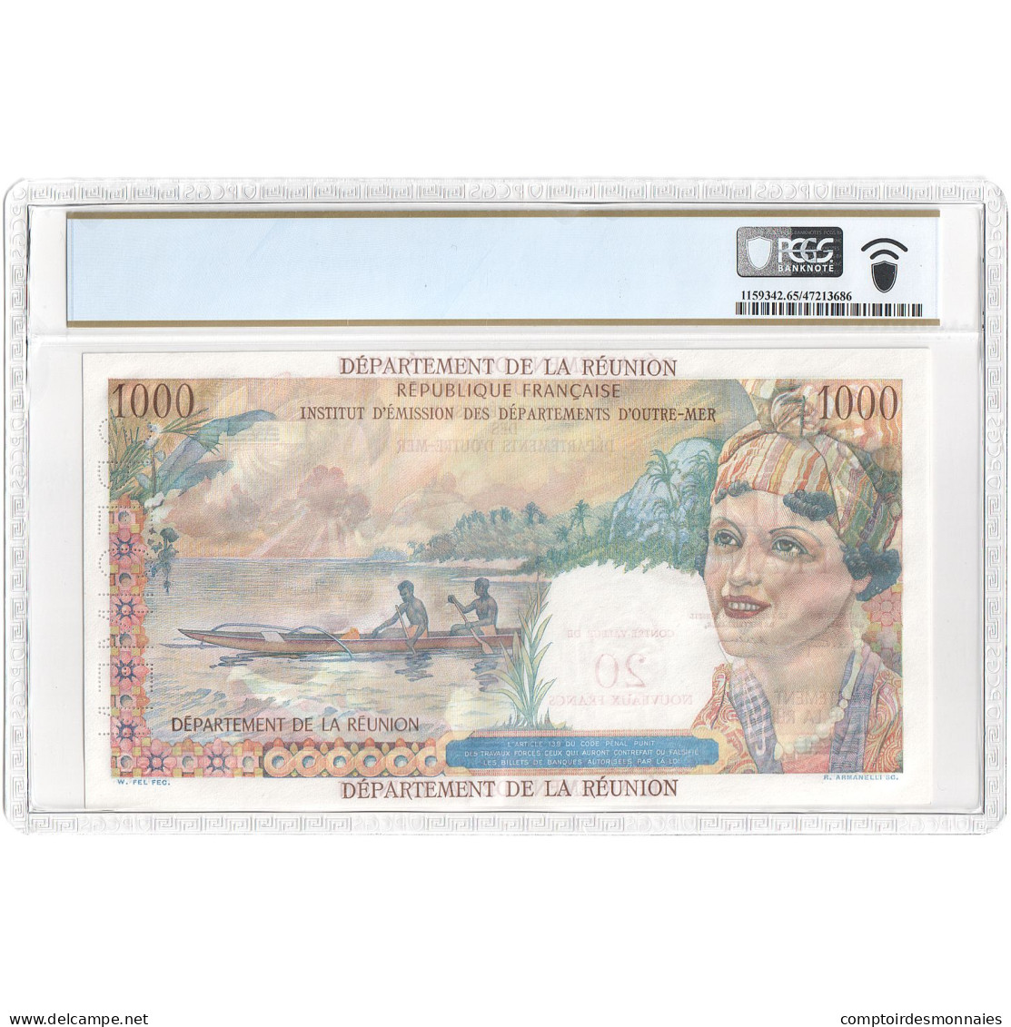 Réunion, 20 Nouveaux Francs On 1000 Francs, Union Française, Undated (1967) - Fiktive & Specimen