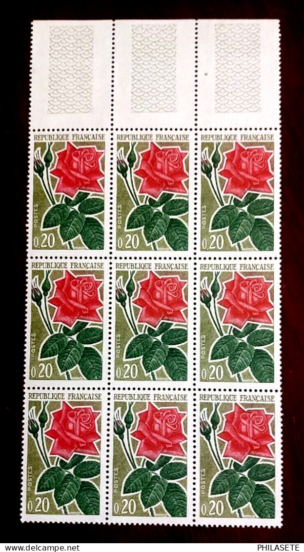 France Bloc De 9  Timbres N** YT N° 1356 ROSES - Feuilles Complètes