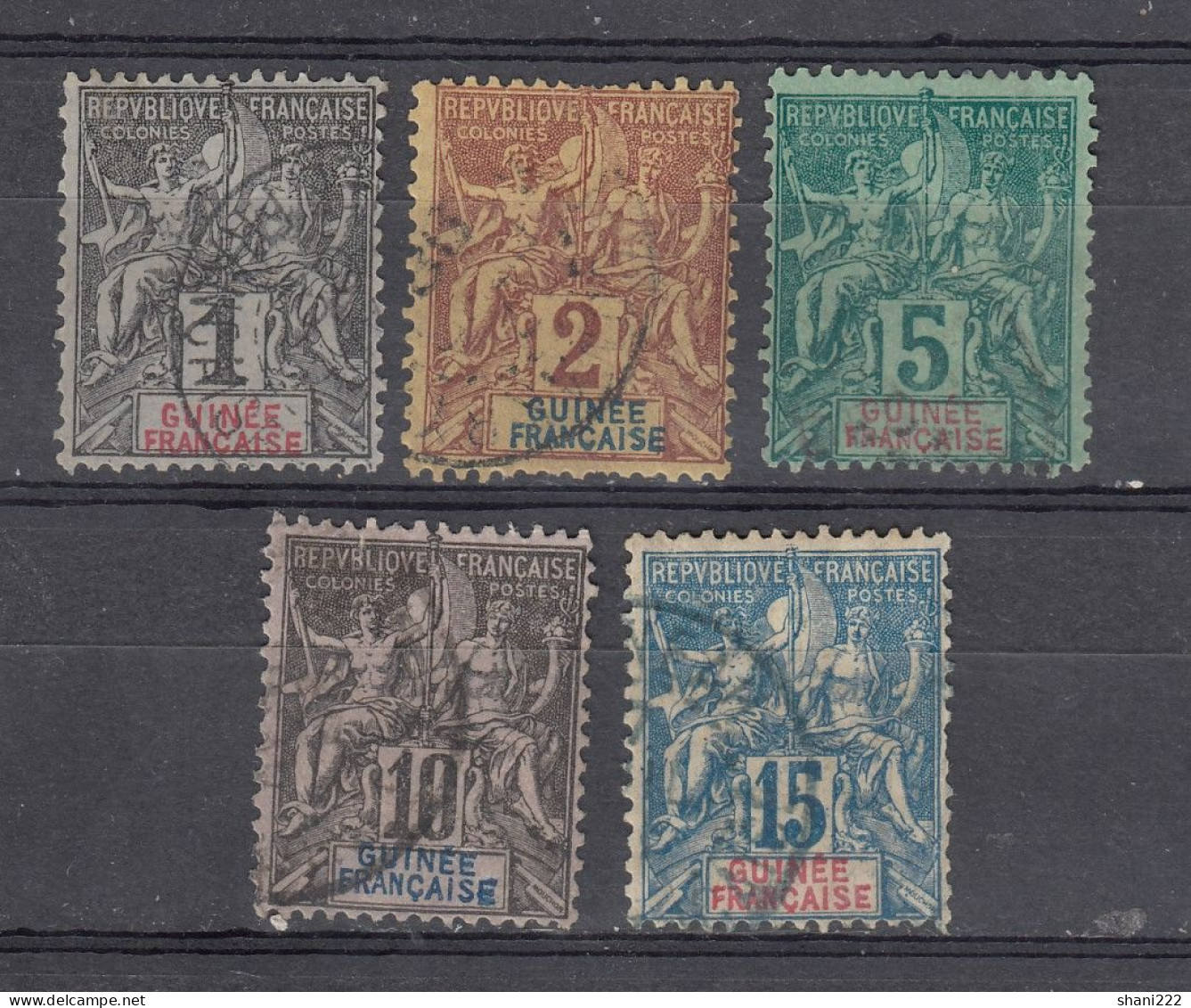 French Guinea - 1892 Allegory 1- 15c Range Of Used (e-93) - Used Stamps