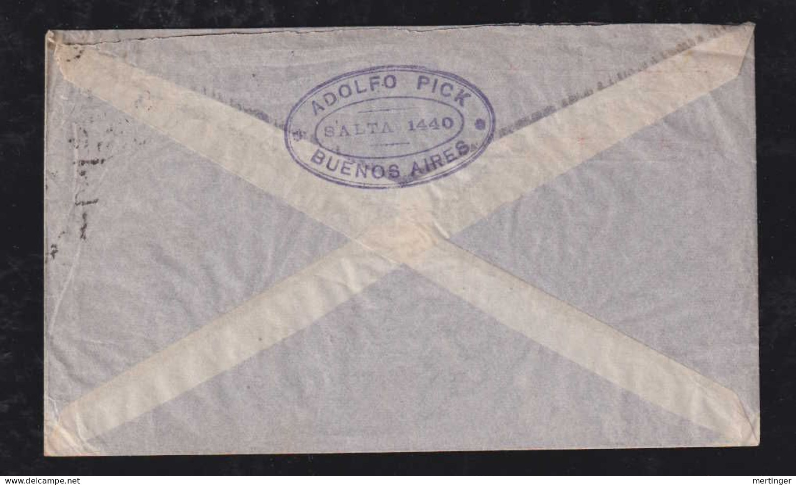 Argentina 1932 AEROPOSTALE Airmail Cover BUENOS AIRES X LEIPZIG Germany Stamp Perforation Hole Missing - Covers & Documents