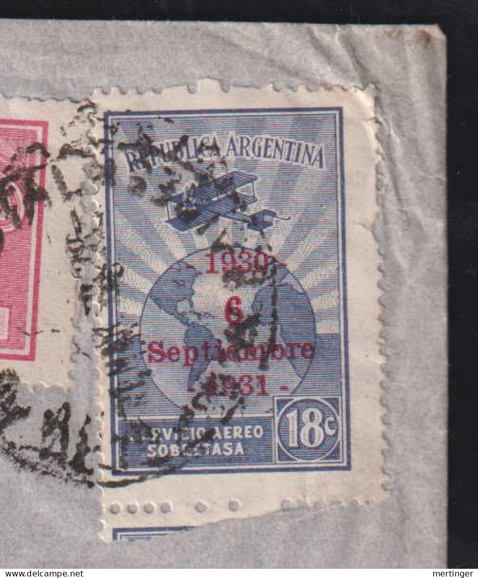 Argentina 1932 AEROPOSTALE Airmail Cover BUENOS AIRES X LEIPZIG Germany Stamp Perforation Hole Missing - Covers & Documents