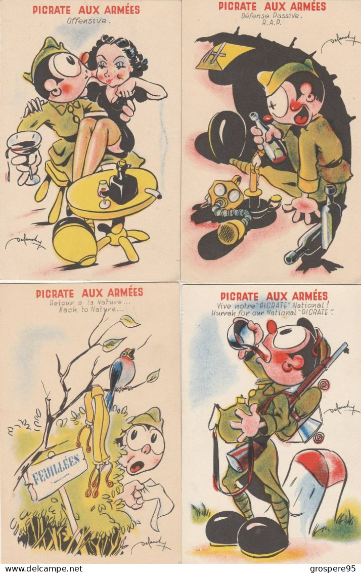 MILITARIA HUMOUR ILLUSTRATEUR DEFANCHY PICRATE AUX ARMEES 9 CARTES - Andere & Zonder Classificatie