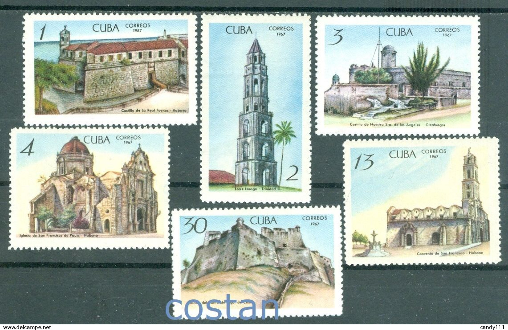 1967 Architecture,Fortress"La Real Fuerza",Iznaga Tower,monastery,CUBA,1367,MNH - Abbeys & Monasteries