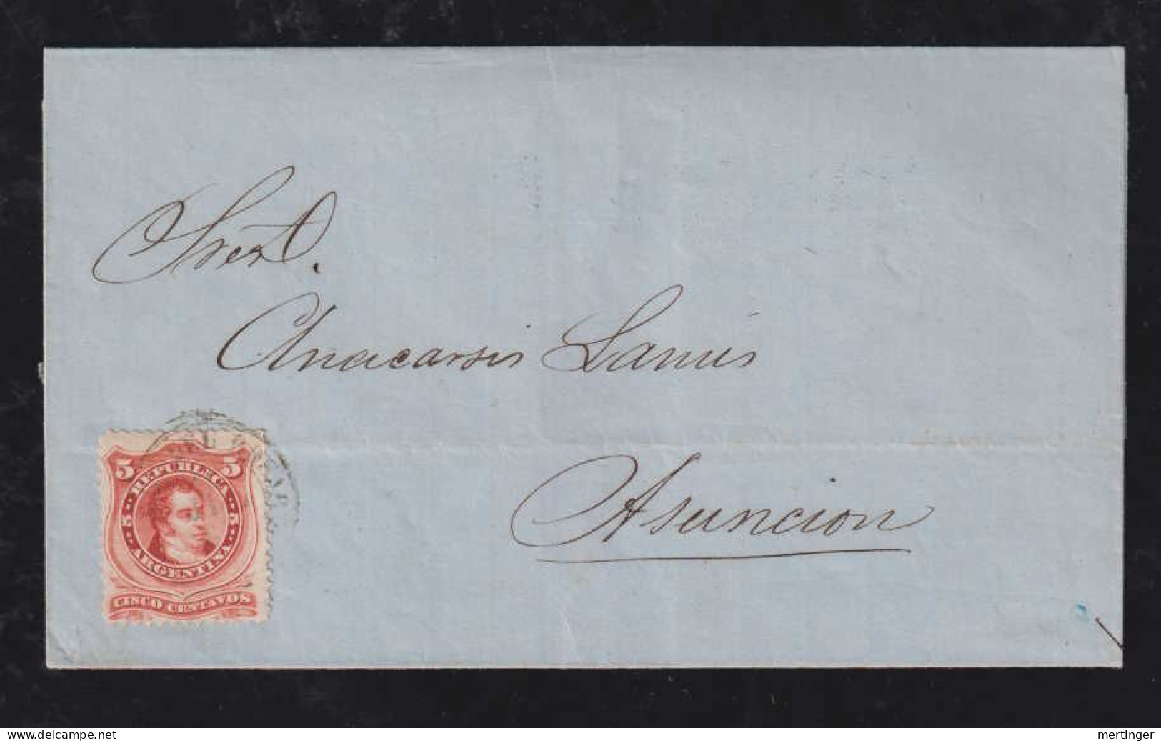 Argentina 1869 Cover 5c ROSARIO X ASUNCION Paraguay During Triple Alliance War Brazil Occupation - Brieven En Documenten