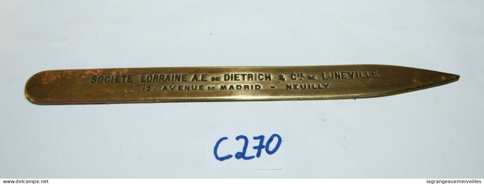 C270 Ouvre Lettre - Cuivre Ou Bronze - Luneville France - Publicité - DIETRICH - Briefopener