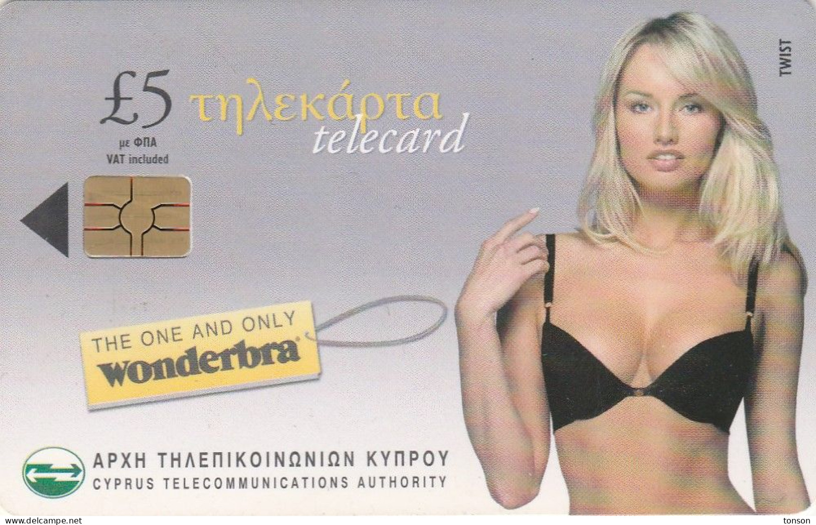 Cyprus, CYP-C-071, Wonderbra, Sexy Woman, 2 Scans. - Chypre