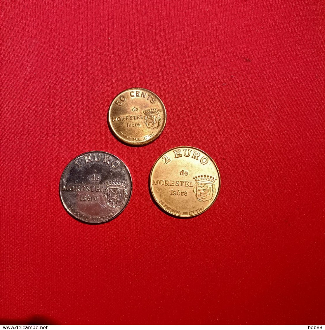 PIECES 50 CENTS, 1 ET 2 EURO TEMPORAIRE VILLE DE MORESTEL - Euro Van De Steden