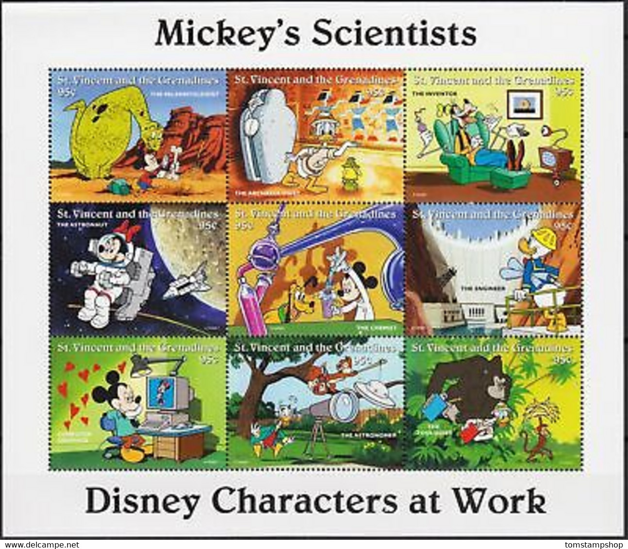 St. Vincent 1996 Disney Scientifique Espace Dinosaure Dam Singe Gorille Sht MNH - Altri & Non Classificati