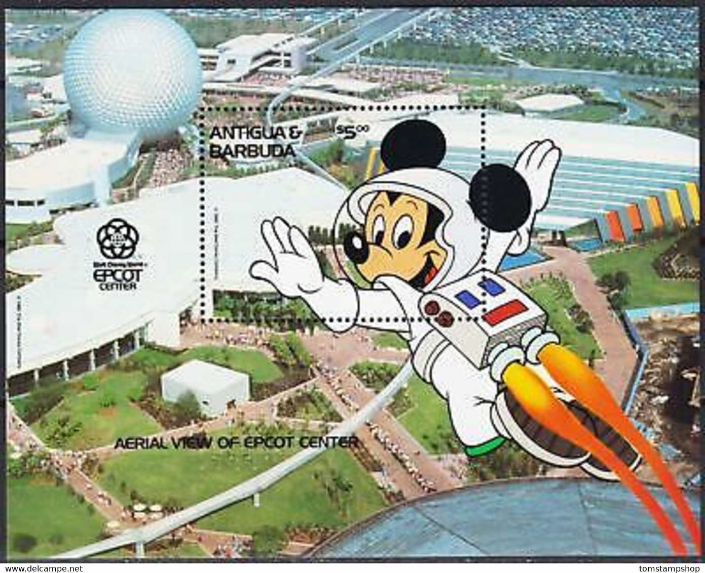 Antigua & Barbuda 1988 Disney Monde Mickey Mouse As Spaceman Flying EPCOT MNH - Otros & Sin Clasificación