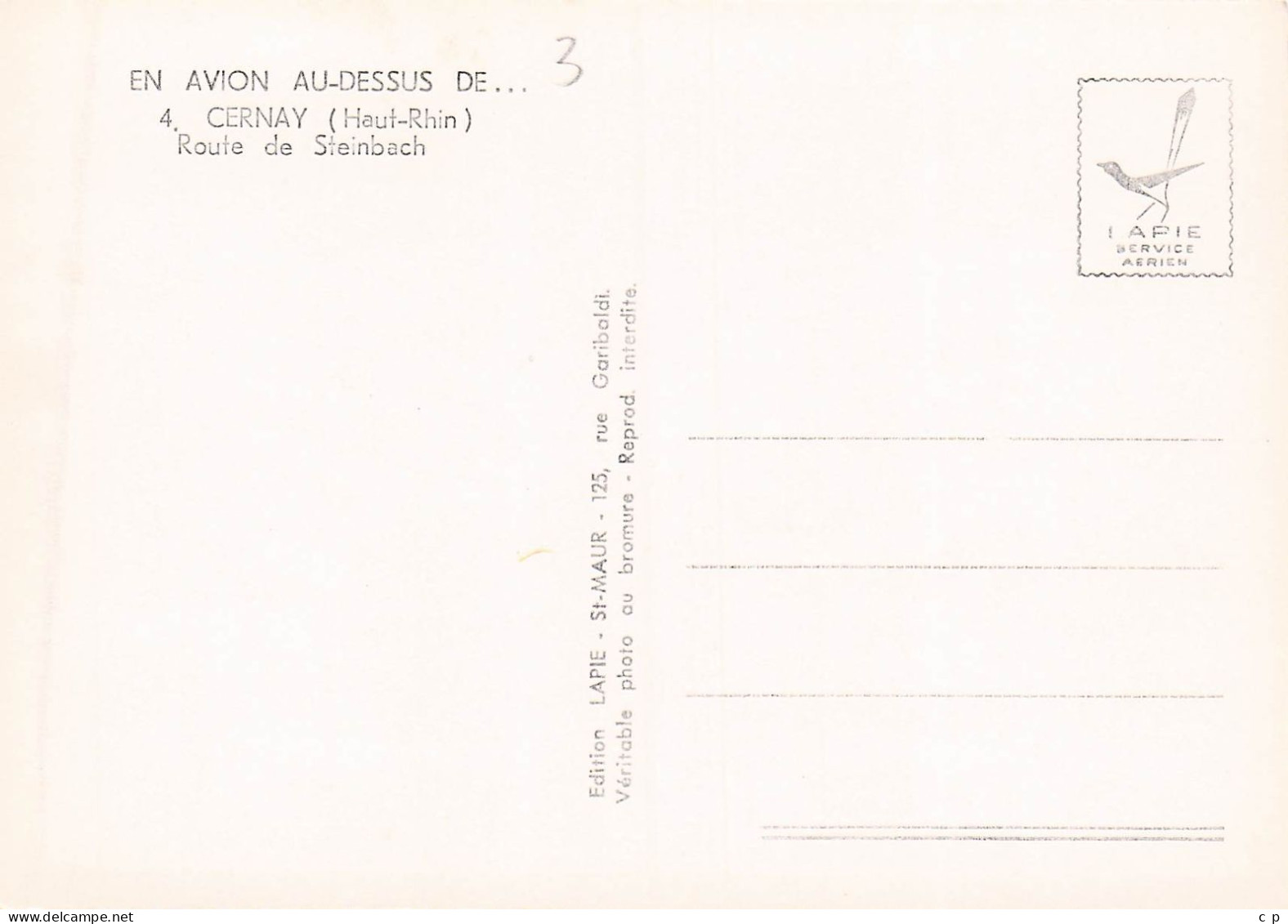 Cernay - Route De Steinbach -  CPSM °J - Cernay