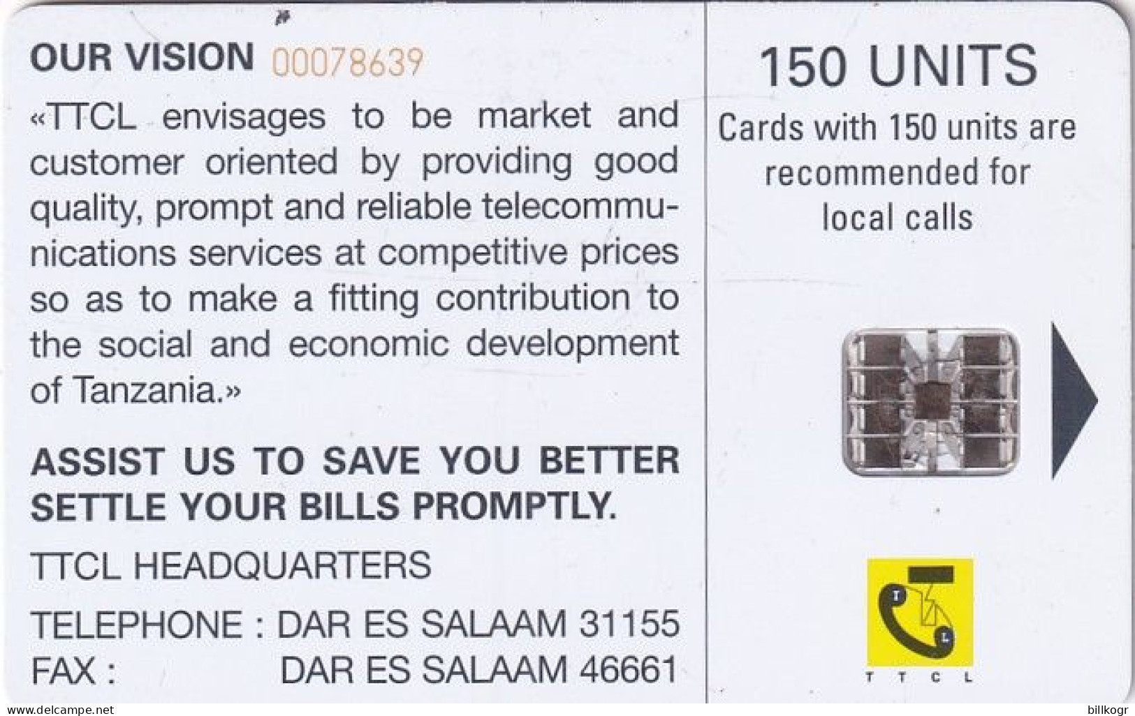 TANZANIA(chip) - Giraffe, TTCL First Issue 150 Units, Red CN At Top Left, Used - Tanzania