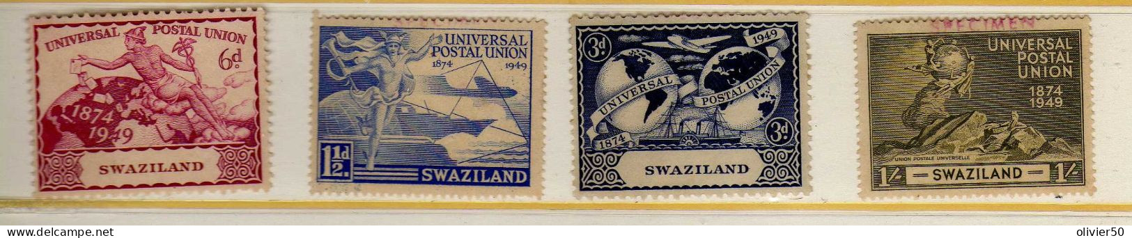 Swaziland - 1949 - 75eme Anniversaire De L'UPU - Neufs Sans Gomme Surcharges "Specimen" - Swaziland (...-1967)