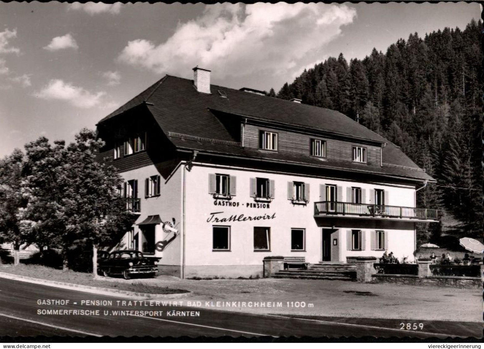 ! 1963 S/w Fotokarte, Gasthof + Pension Trattlerwirt, Kleinkirchheim, Auto, Österreich - Sonstige & Ohne Zuordnung