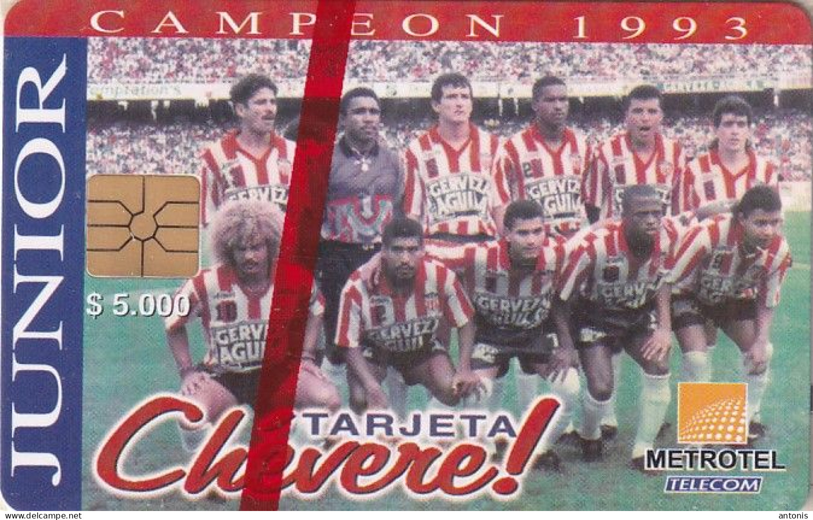 COLOMBIA - Junior FC 1993, Metrotel Telecard $5000, Mint - Colombia