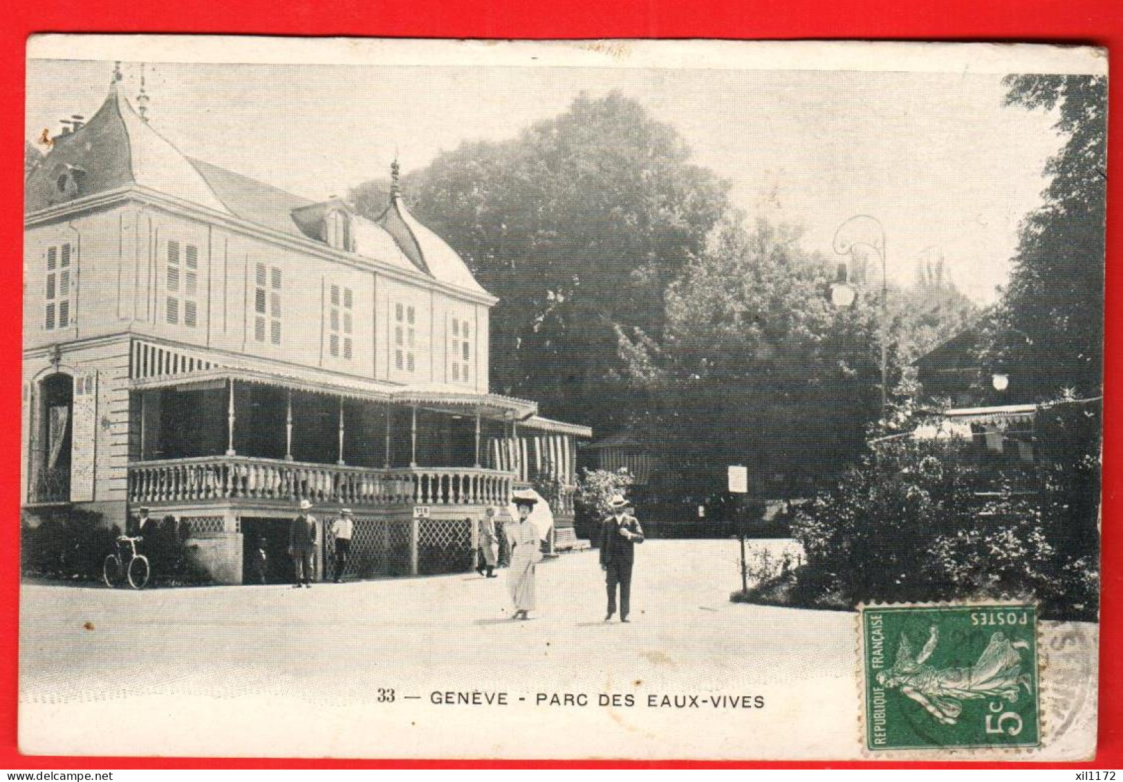 ZXG-04 Genève Parc Des Eaux-Vives TRES ANIME. Cachet Frontal. Haissly  No 33  - Autres & Non Classés