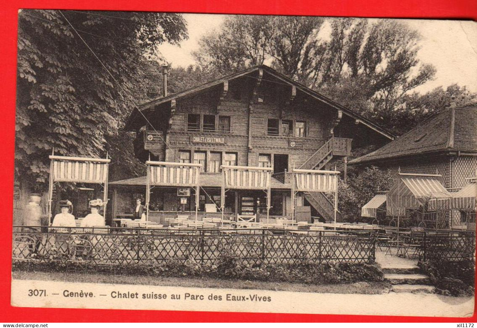 ZXG-05 RARE Genève Chalet Suisse D'Iseltwald Au Parc Des Eaux-Vives ANIME.Circulé 1909 Vers Yonne France Phototypie 3071 - Other & Unclassified