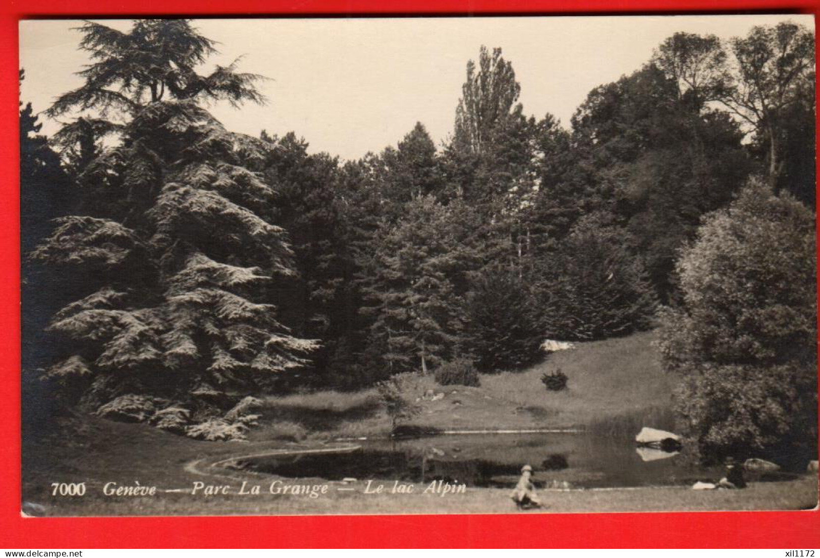 ZXG-06 Genève  Parc La Grange  Lac Alpin. ANIME.Circulé 1932 Vers USA Phototypie 7000 - Autres & Non Classés