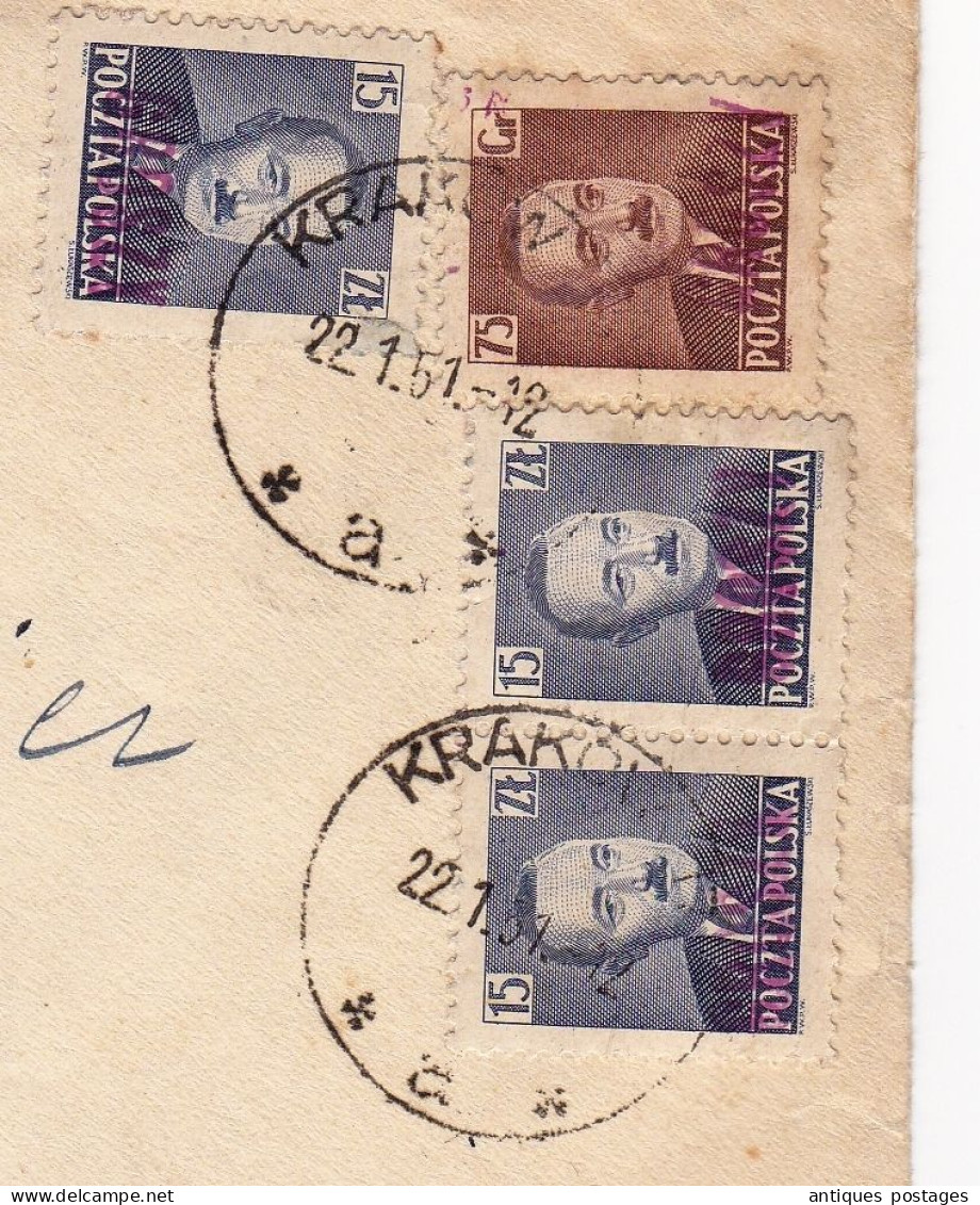 Registered Recommandé 1951 Kraków Cracovie Pologne Poland Polen Polska Stamp Bolesław Bierut Leysin Suisse Schweiz - Lettres & Documents