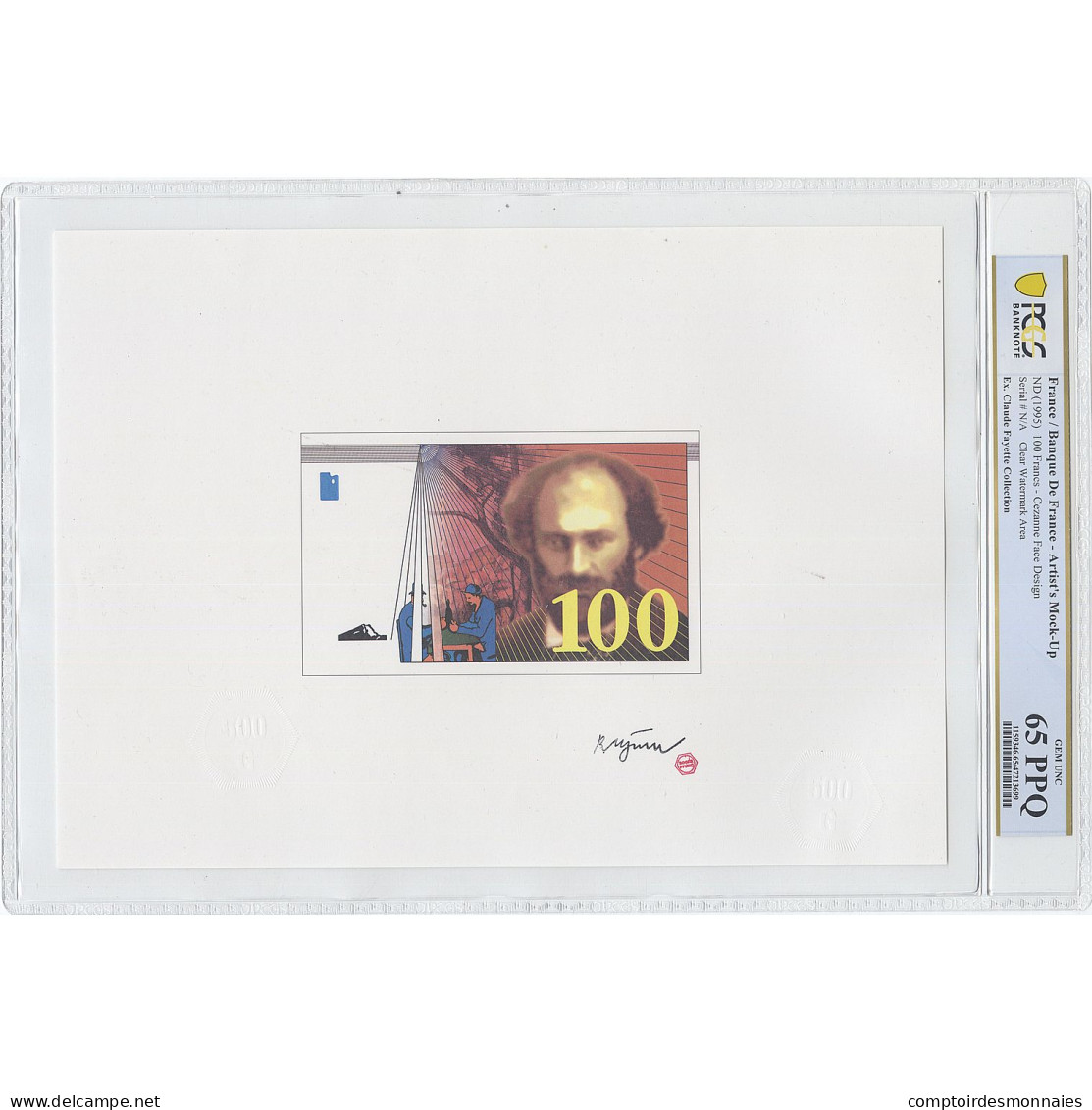 France, 100 Francs, Cézanne, Undated (1995), Mock-Up, Gradée, PCGS, 47213699 - Fiktive & Specimen