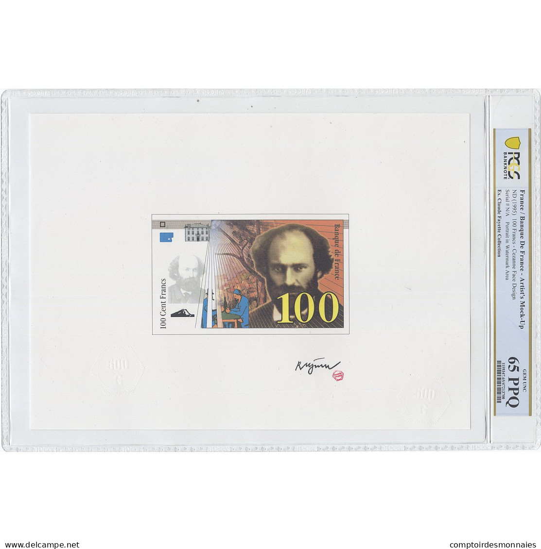 France, 100 Francs, Cézanne, Undated (1995), Mock-Up, Gradée, PCGS, 47213700 & - Specimen