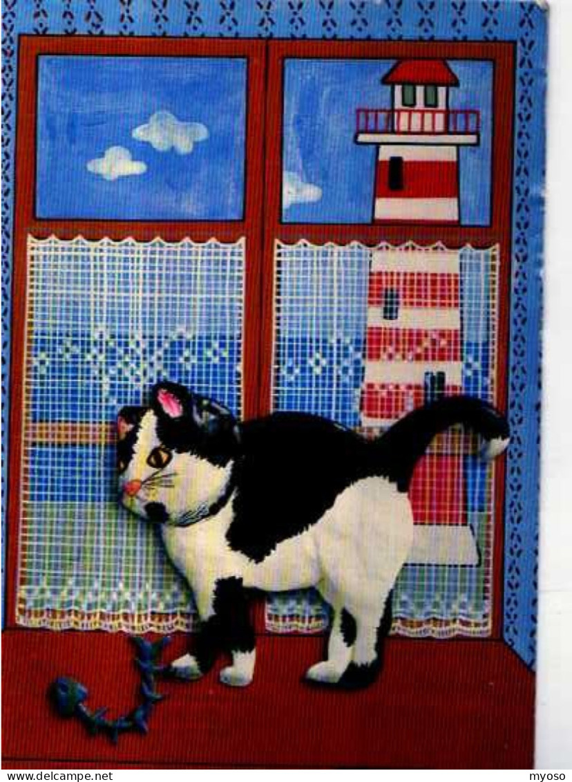 Gudrun ROSSNER Katze Mit Leuchtturn, Chat, Phare, Reste De Poisson (aretes) - Thomas