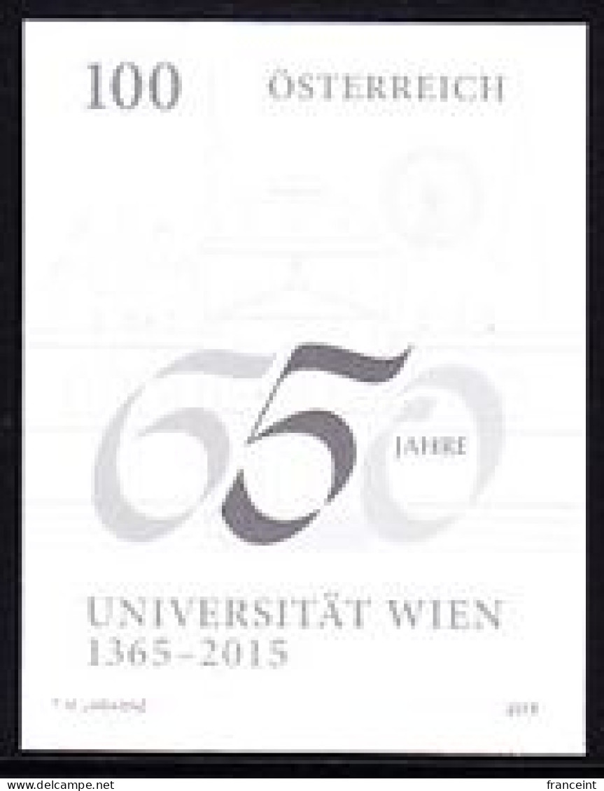 AUSTRIA(2015) University Of Vienna 650th Anniversary. Black Print. - Proeven & Herdruk