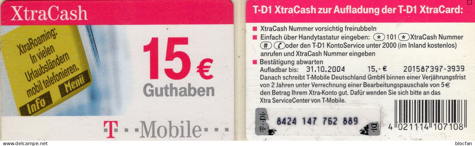 2 Guthaben-TC T-D1 XtraCash 10/04+11/06 O Je 15€ TELEKOM Große/kleine PIN-# Freirubbeln TK Telefon-telecards Of Germany - T-Pay Micro-Money