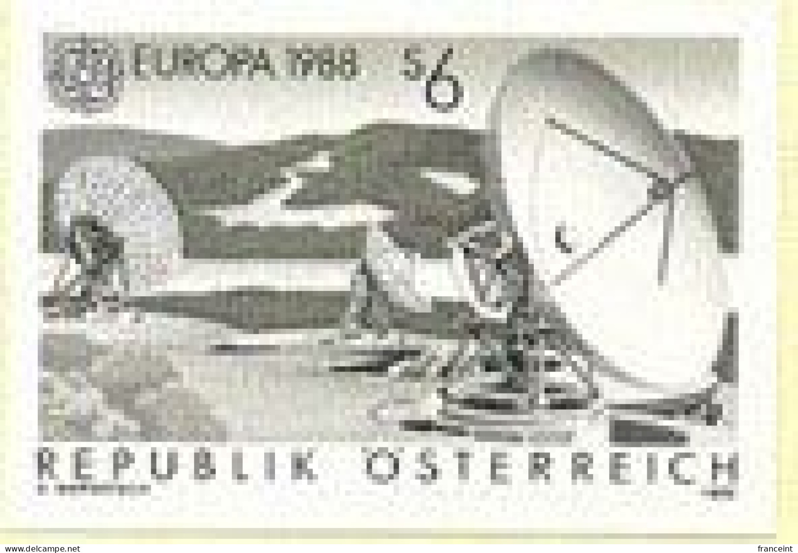 AUSTRIA(1988) Telecommunications Dish. Black Print. Scott No 1429, Yvert No 1751. - Proeven & Herdruk